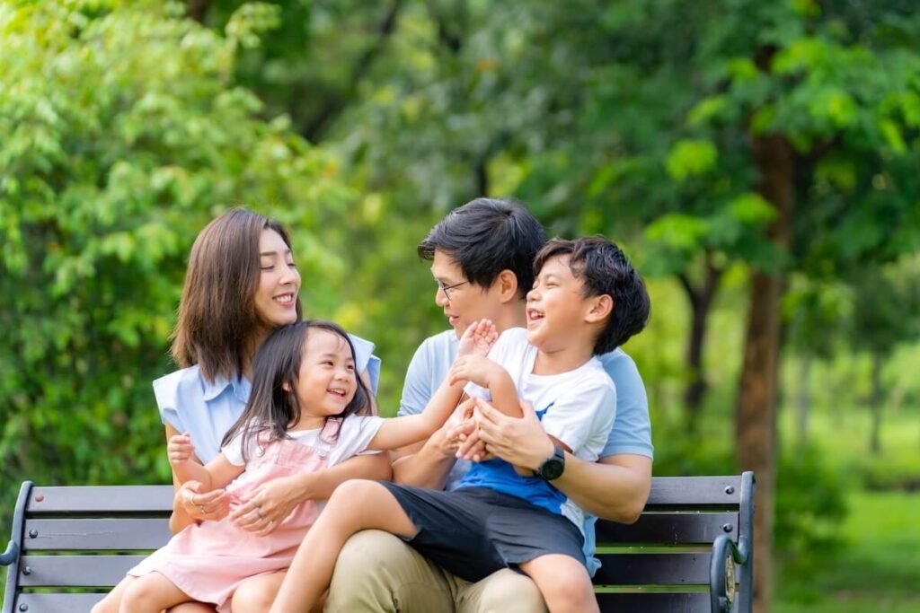 happy family outdoors